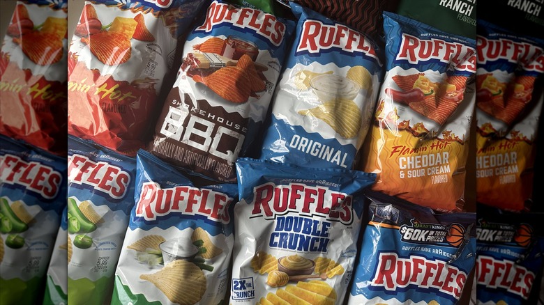 Variety of Ruffles chips bags