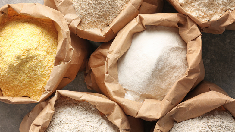 Bags of various flours