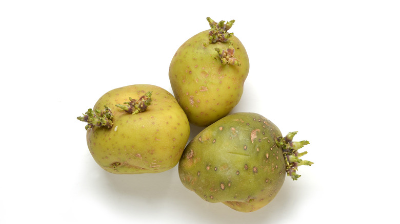 Green potatoes with sprouts