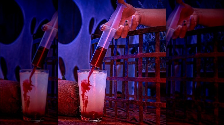 Knott's I Vant Your Blood cocktail with syringe 