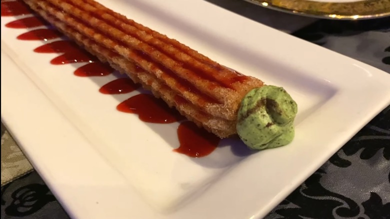 Zombie Brain Stuffed Churro on plate