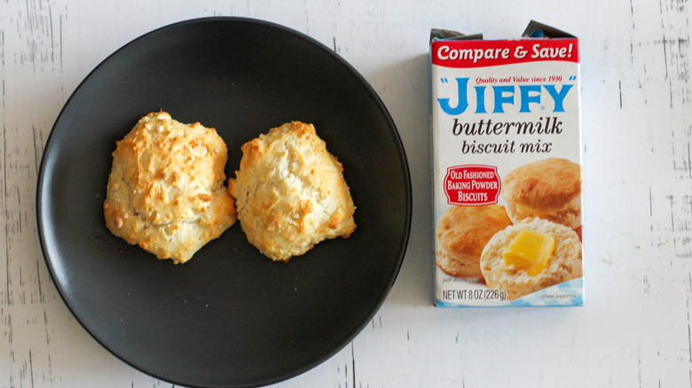 Jiffy biscuit mix and plate