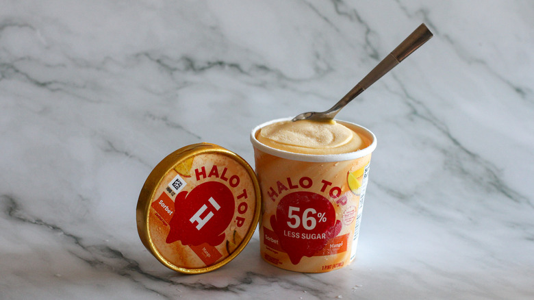 Halo Top mango with spoon