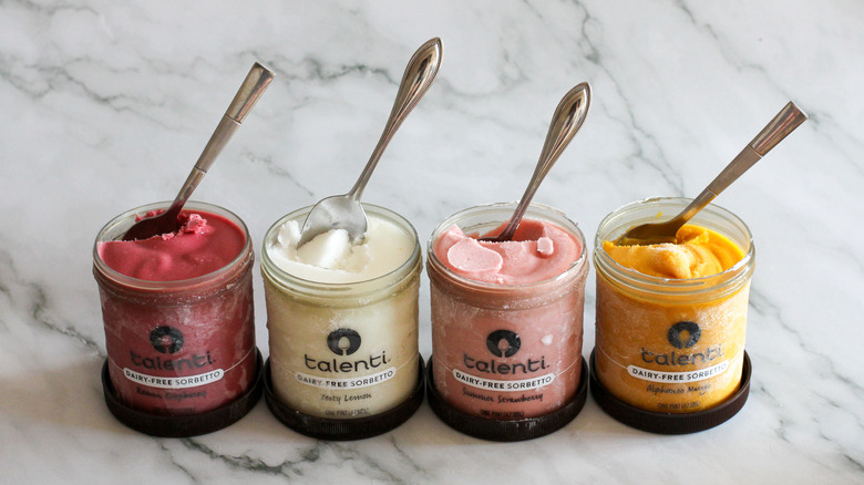 Talenti sorbet jars on marble