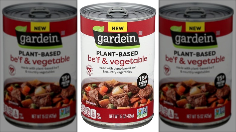 Can of Gardein Plant-Based be'f & vegetable