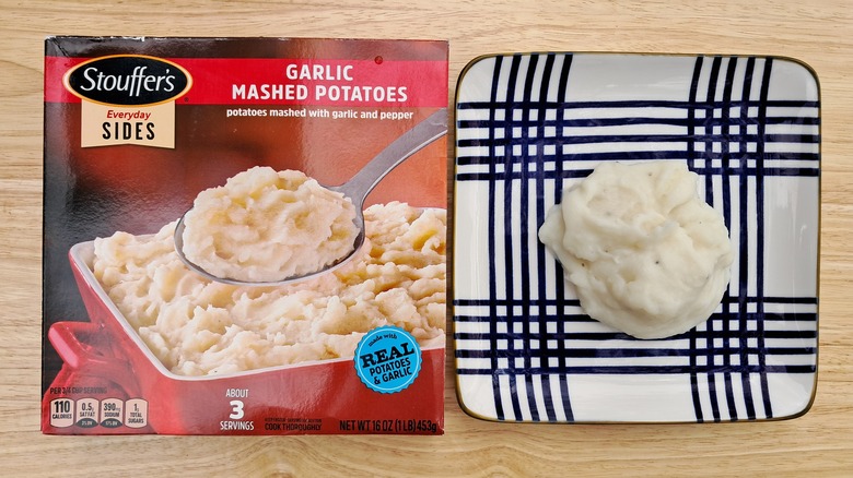 Garlic mashed potatoes on plate