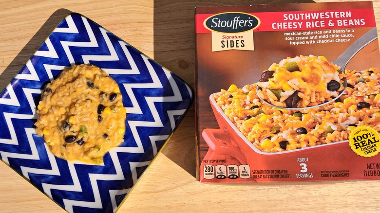 Plate of stouffer's rice and beans