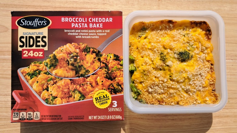 Microwaveable tray of broccoli bake