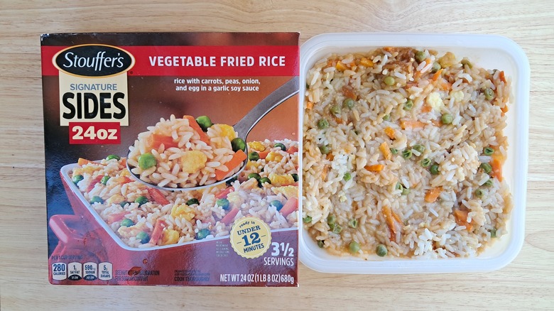 Fried rice in microwave tray