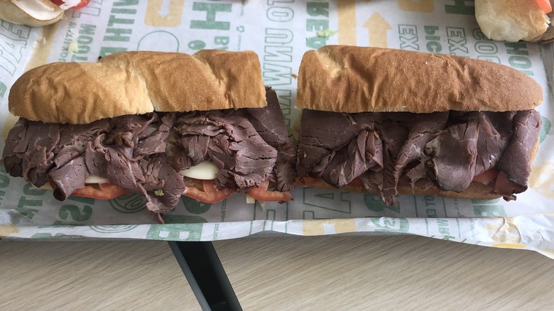 Subway roast beef footlong sandwich