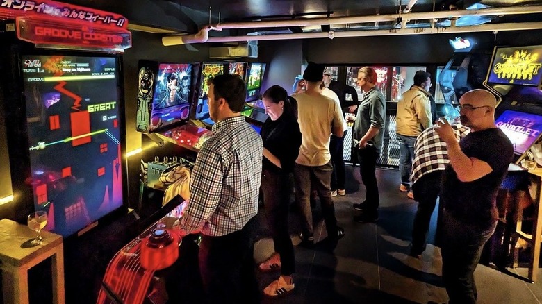 arcade games, drinks