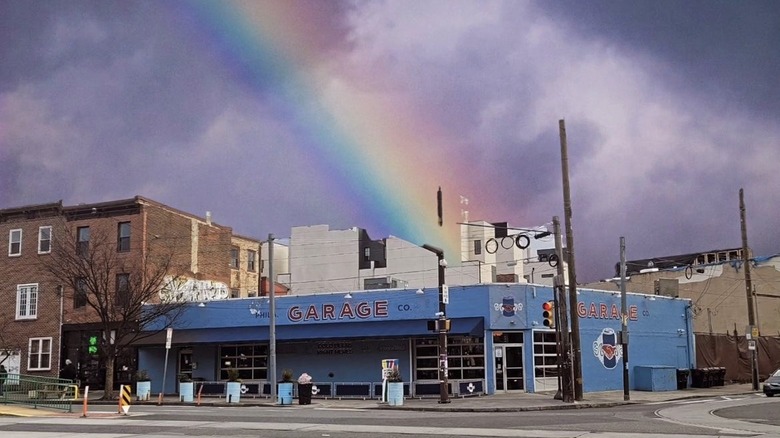 rainbow outside of Garage restaurant