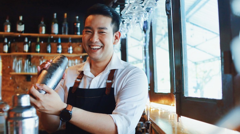 Bartender with a cocktail shaker