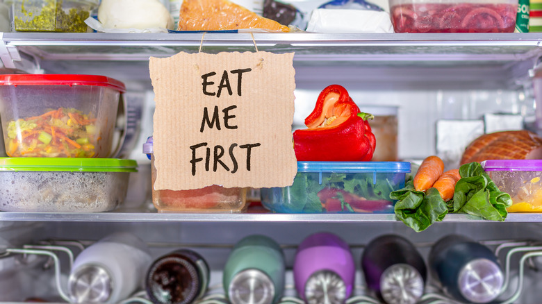 food waste sign in fridge