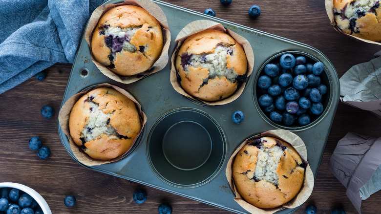 Baked blueberry muffins