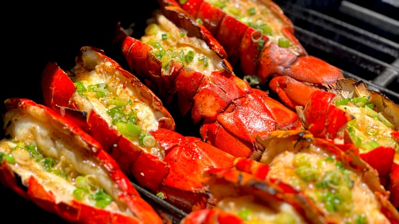 Lobster tails on the grill