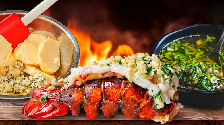 Grilled lobster with ingredients