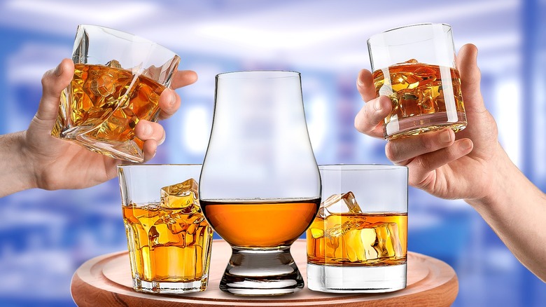 assortment of bourbon glasses