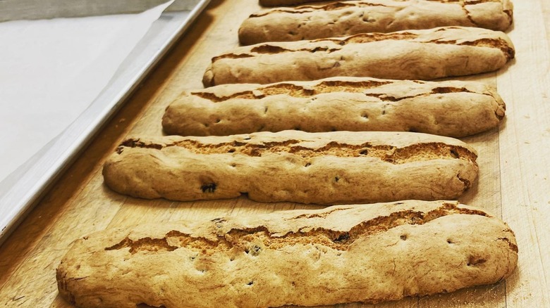 biscotti loaves waiting to be sliced