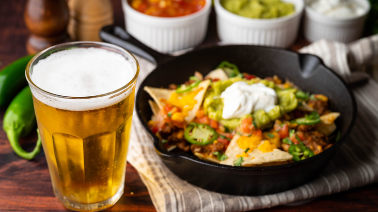 Nacho skillet with beer