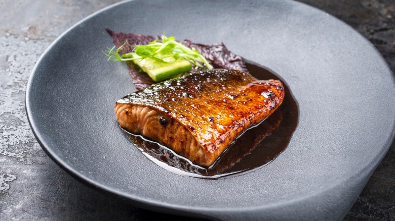 Salmon with teriyaki sauce