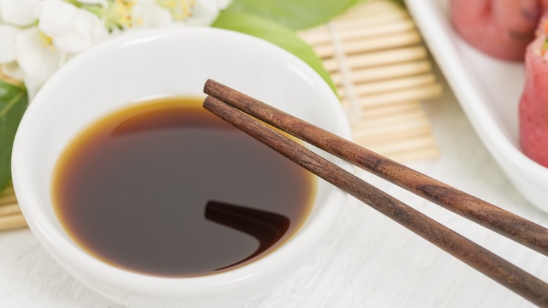 Teriyaki sauce with chopsticks