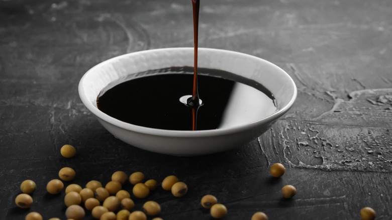 Soy sauce in a bowl