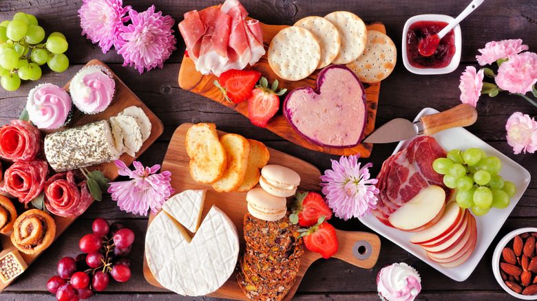 red Valentine's day cheese board