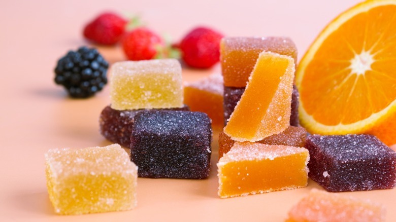 Pieces of pâte de fruit