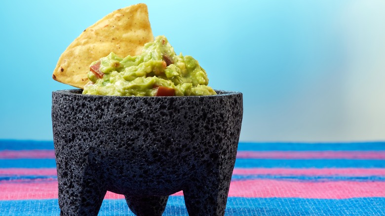 Molcajete filled with guacamole