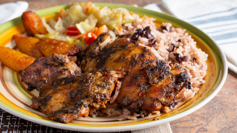 Plate with jerk chicken