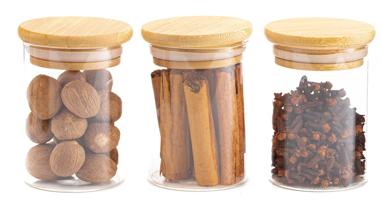 Spices in glass containers