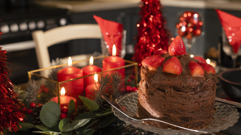 Cake stand with candles