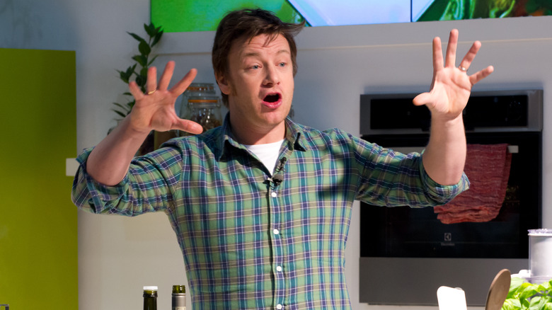 Jamie Oliver gesturing