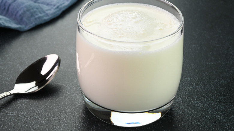 Buttermilk served in a glass cup