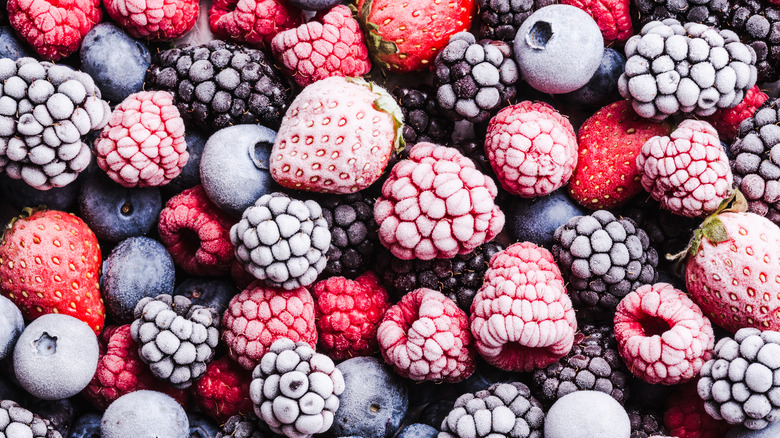 Variety of frozen berries