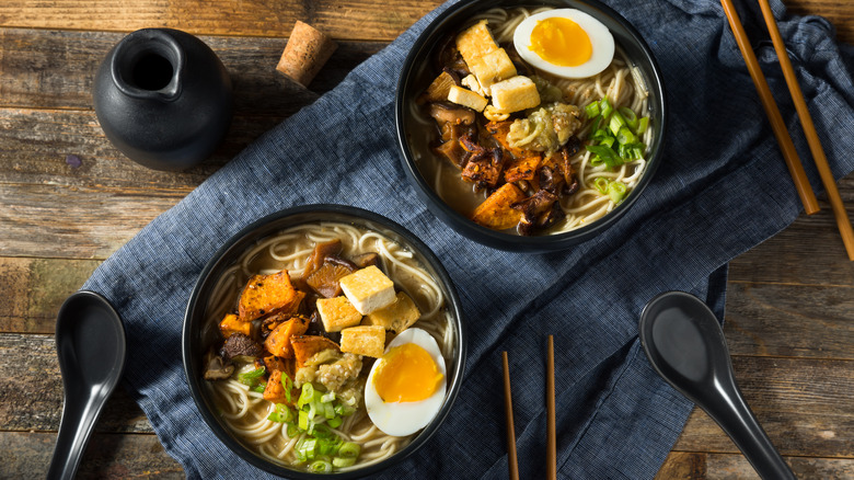 Two bowls of vegetarian ramen