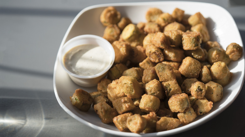 bowl of deep-fried okra 