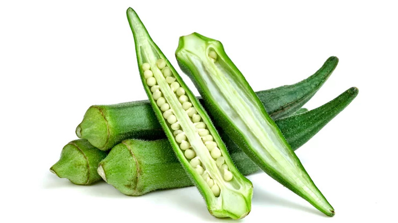 sliced okra pods 