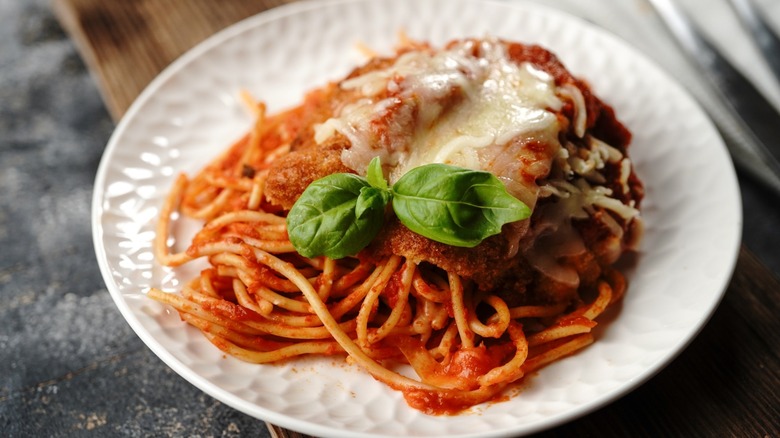 chicken parm and spaghetti