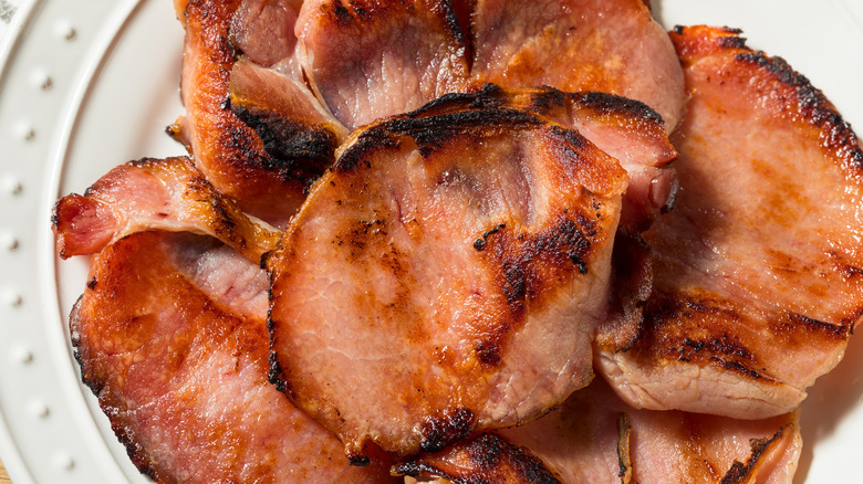 seared Canadian bacon