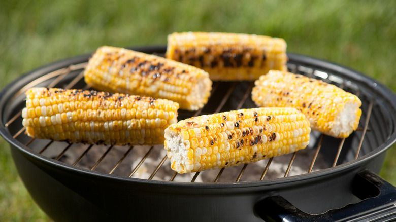Corn roasting on grill