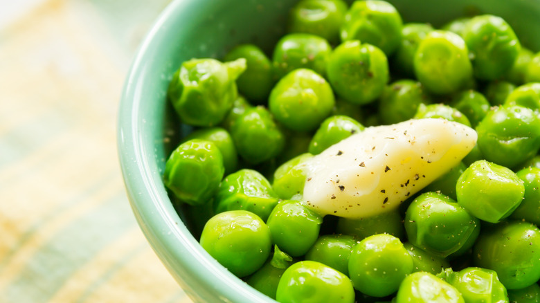 Butter on top of peas