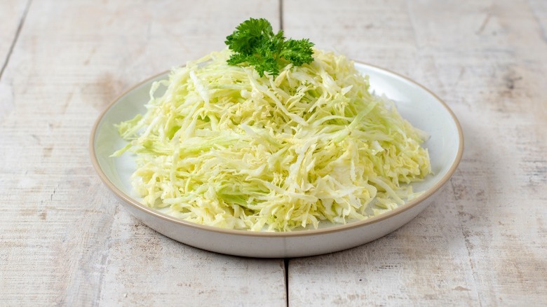 plate of shredded cabbage