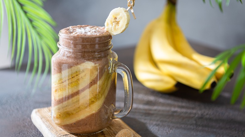 Smoothie in glass on table