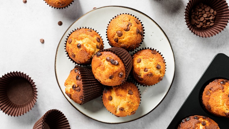 Muffins on table