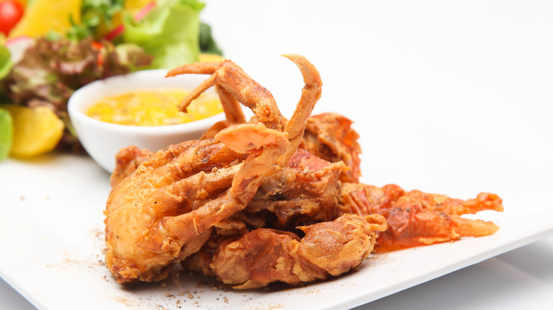 Deep fried soft shell crabs