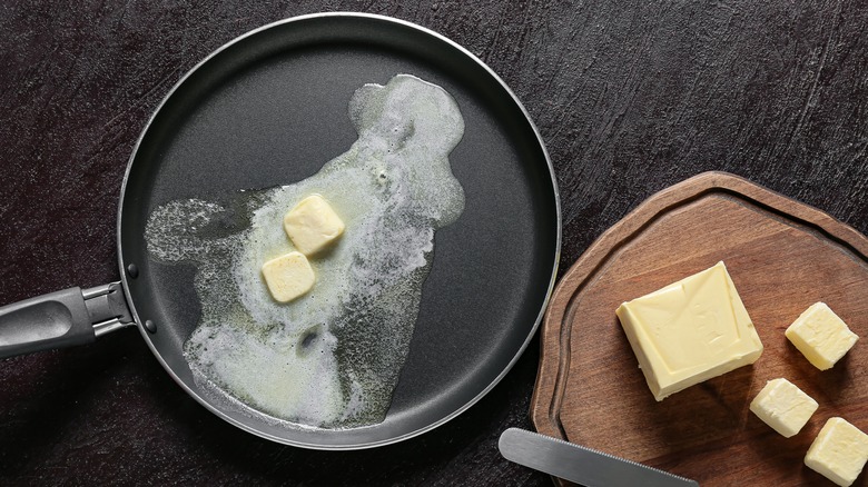 Melting butter in a skillet