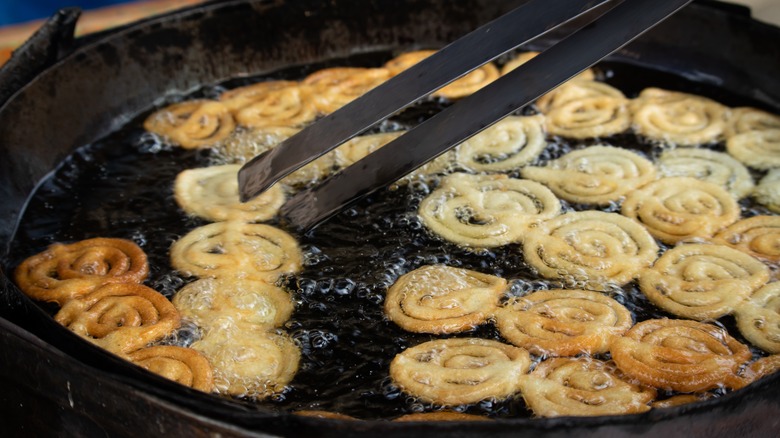 Deep frying in ghee