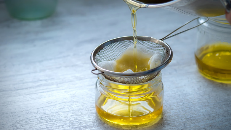 Straining homemade ghee